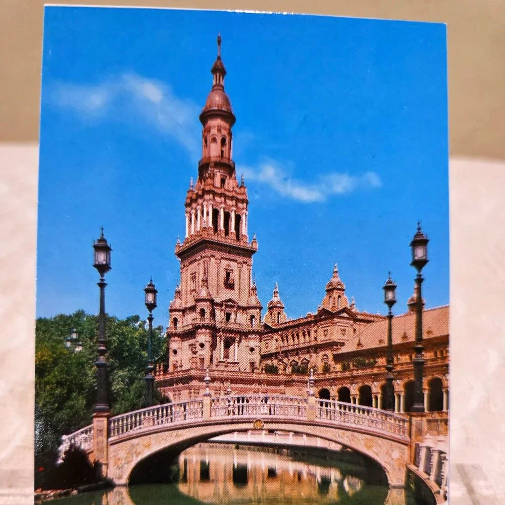 Vintage Sevilla Detail Plaze de Espana Place de l'Espagne Spain Spanish Postcard